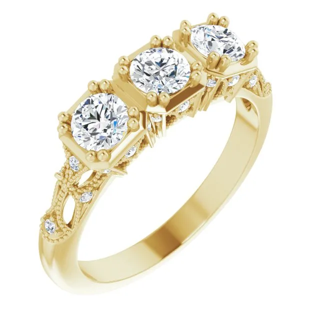 0.87 ct.  Round Diamond Vintage Inspired Wedding Band