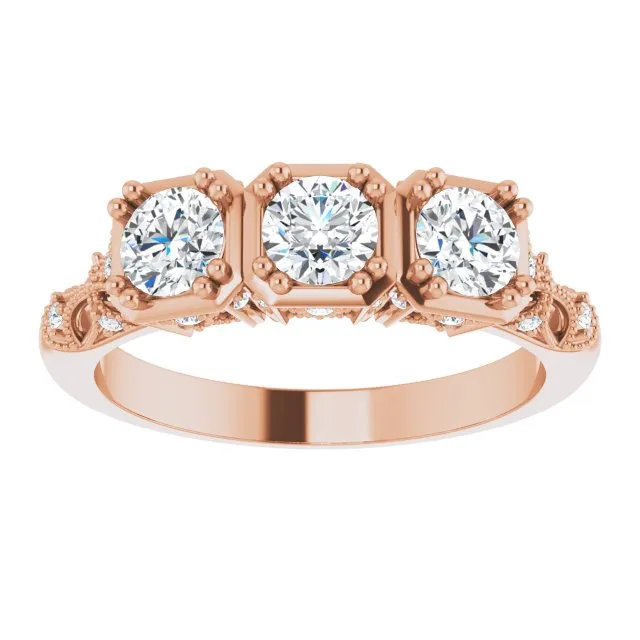 0.87 ct.  Round Diamond Vintage Inspired Wedding Band