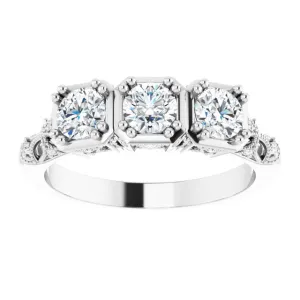 0.87 ct.  Round Diamond Vintage Inspired Wedding Band