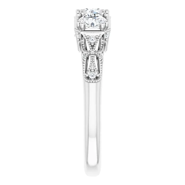 0.87 ct.  Round Diamond Vintage Inspired Wedding Band