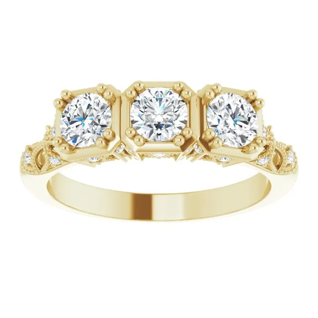 0.87 ct.  Round Diamond Vintage Inspired Wedding Band