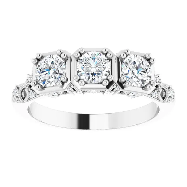 0.87 ct.  Round Diamond Vintage Inspired Wedding Band