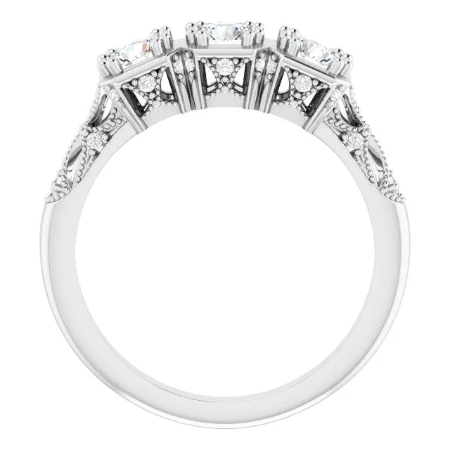 0.87 ct.  Round Diamond Vintage Inspired Wedding Band