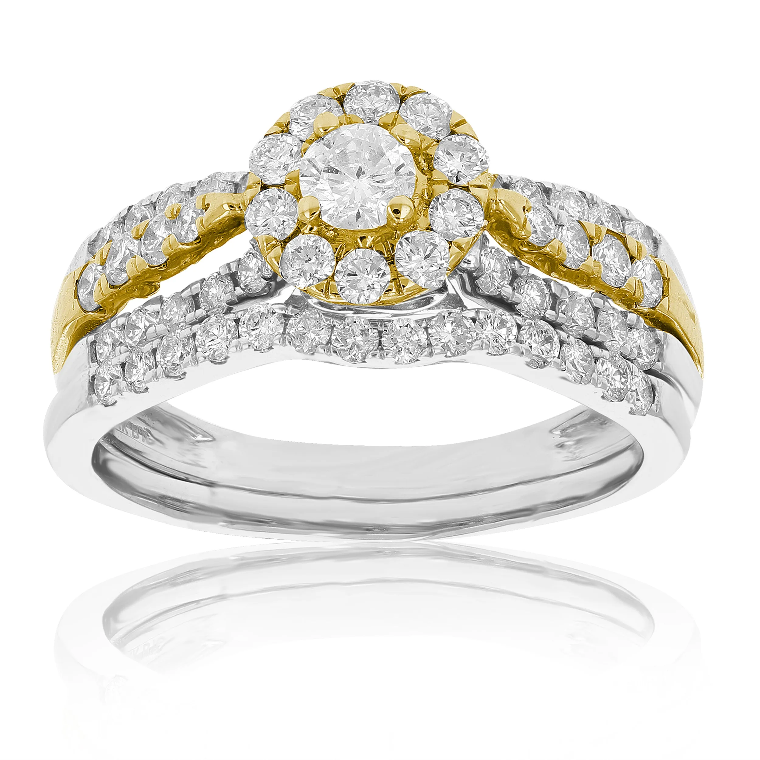 1 cttw Diamond Bridal Set in Tow Tone Gold