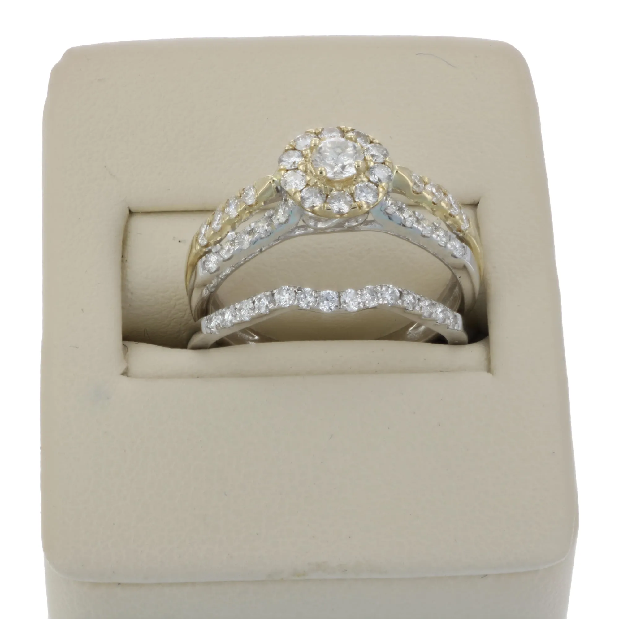 1 cttw Diamond Bridal Set in Tow Tone Gold