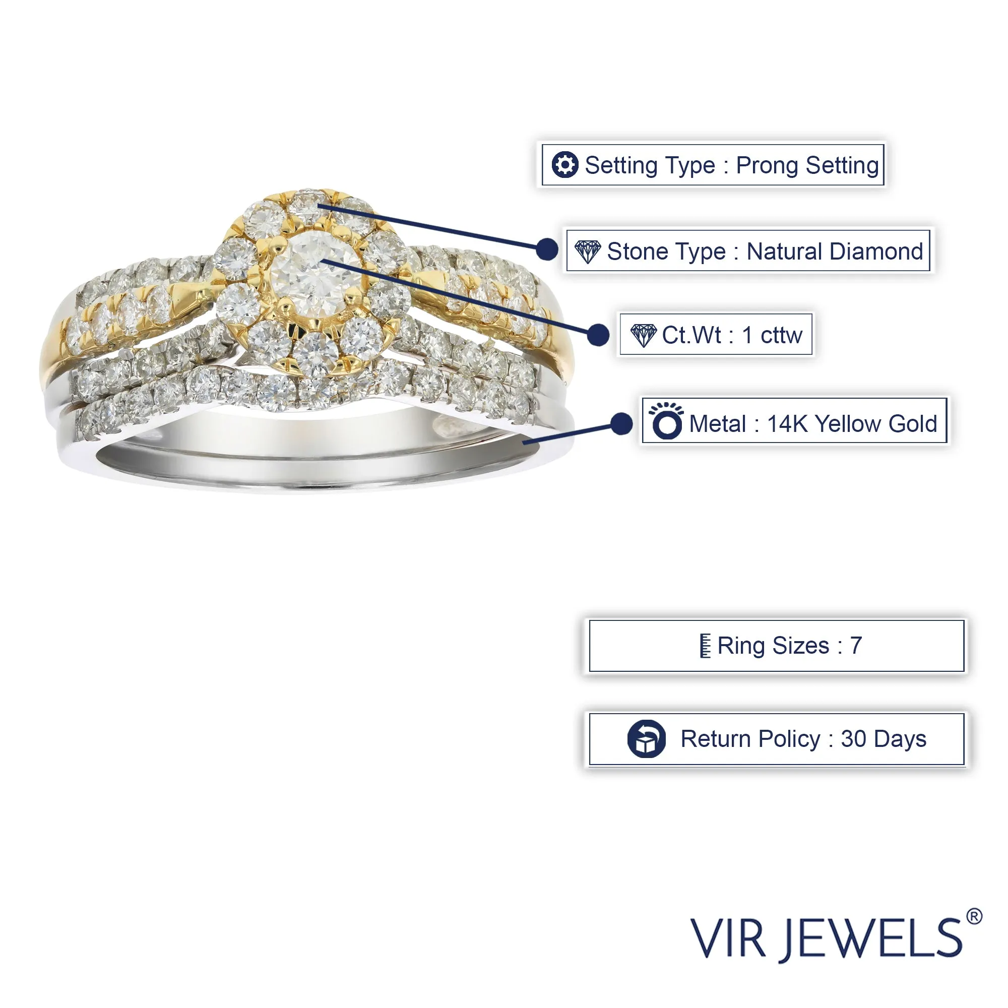 1 cttw Diamond Bridal Set in Tow Tone Gold