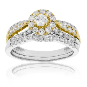 1 cttw Diamond Bridal Set in Tow Tone Gold