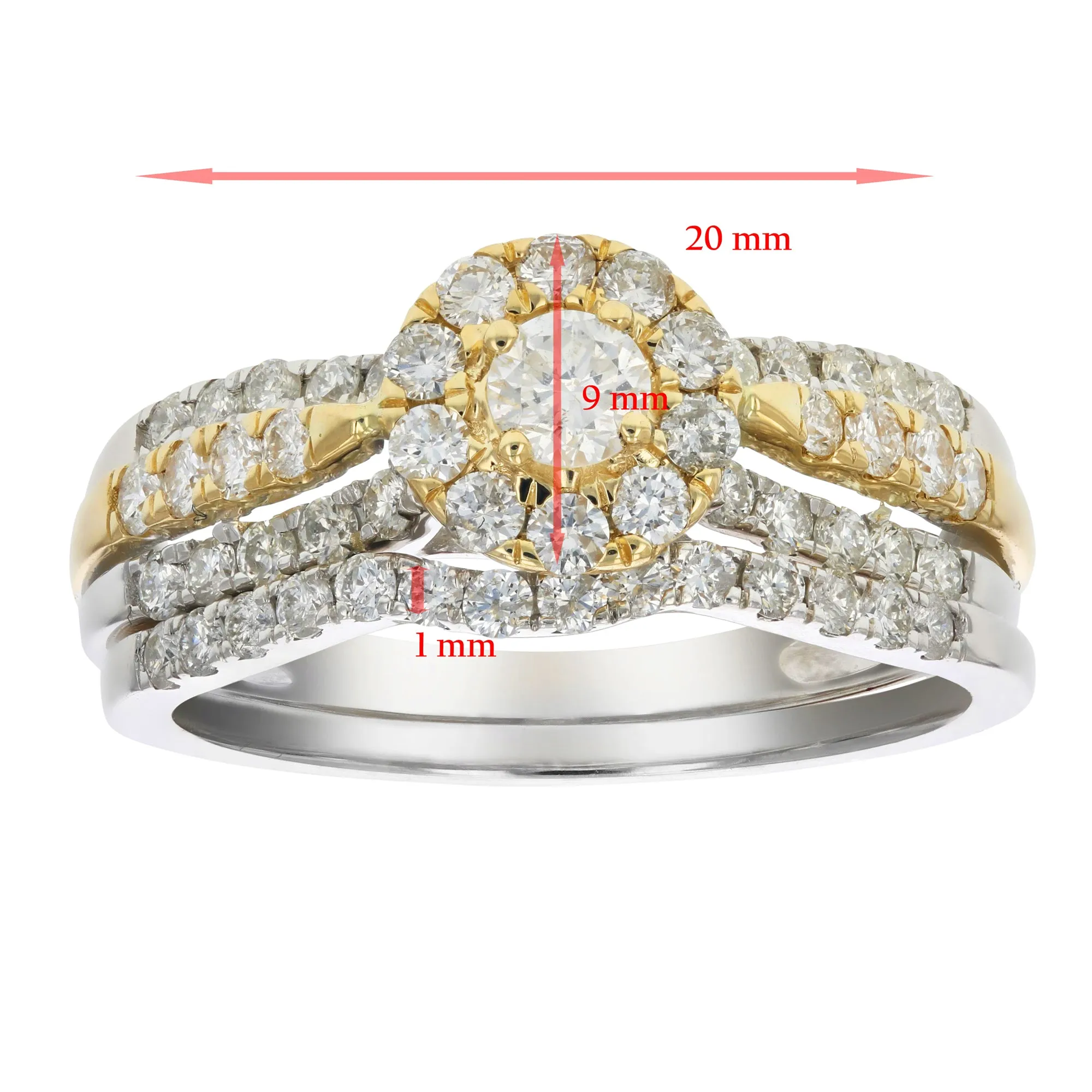 1 cttw Diamond Bridal Set in Tow Tone Gold