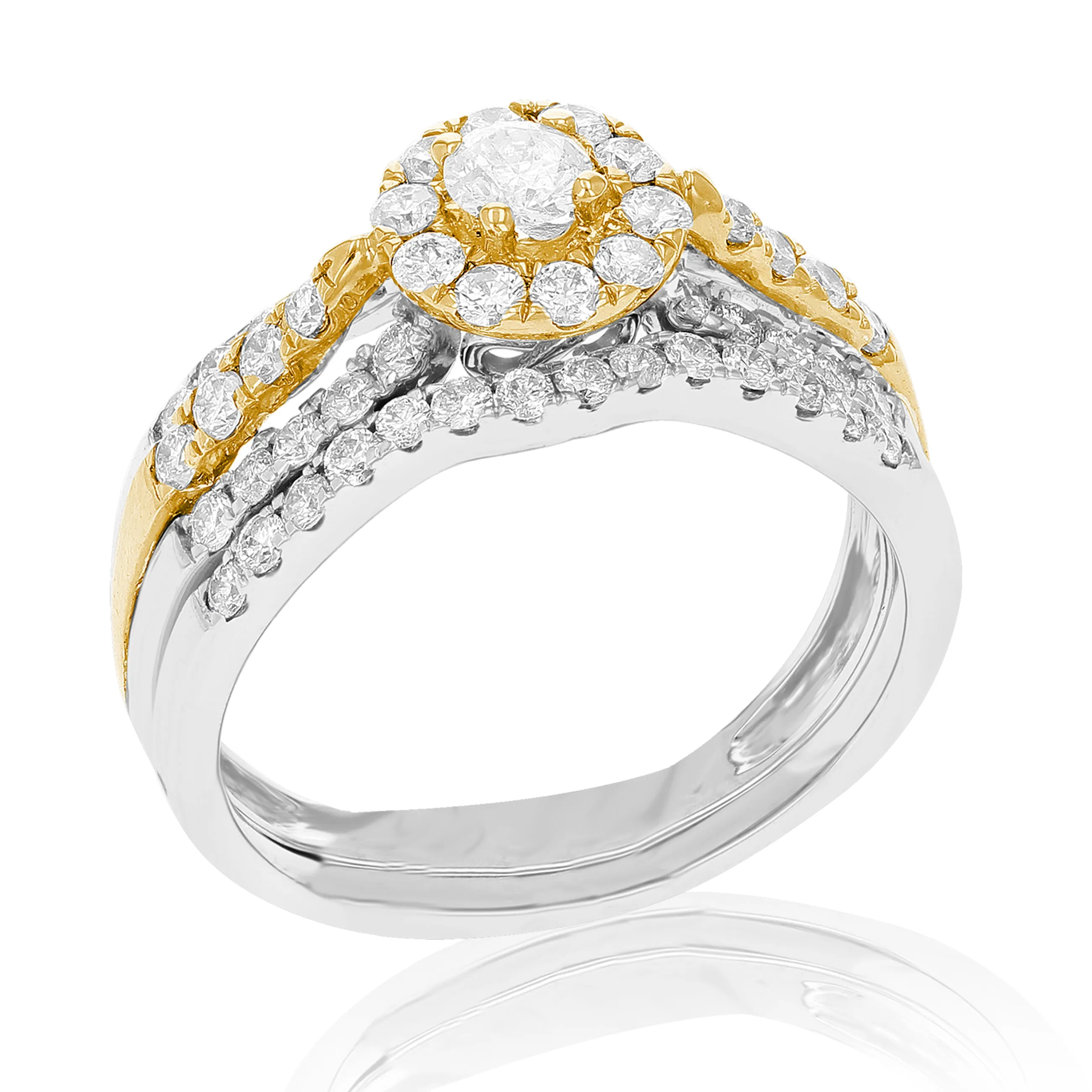 1 cttw Diamond Bridal Set in Tow Tone Gold