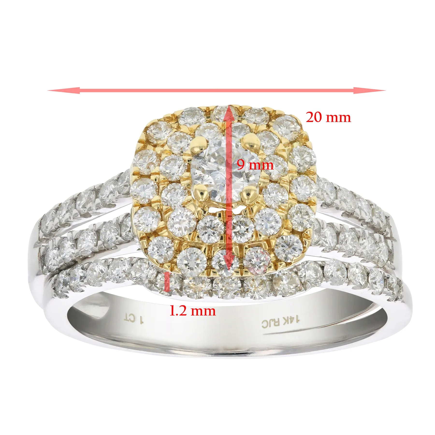 1 cttw Diamond Wedding Rings Set in 14k Tow Tone Gold