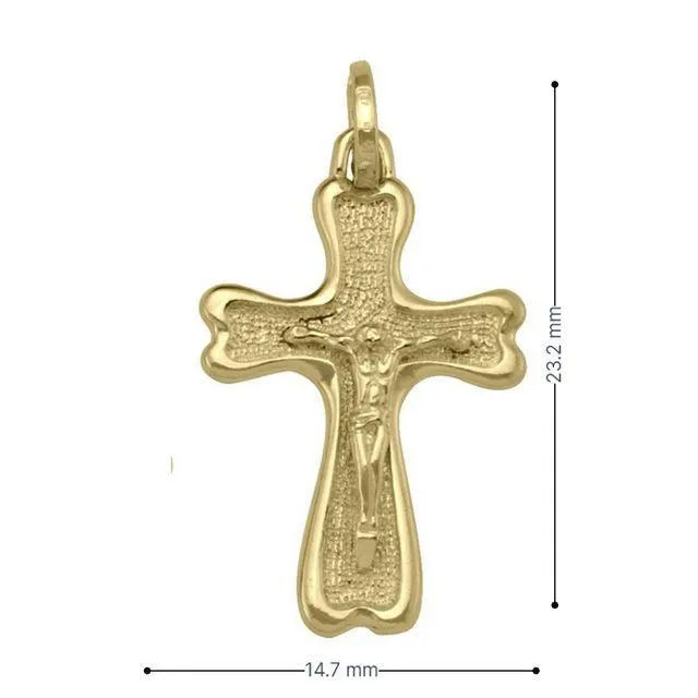 10k, 14k Yellow Gold Solid Religious Italian Cross Pendant with Crucifix