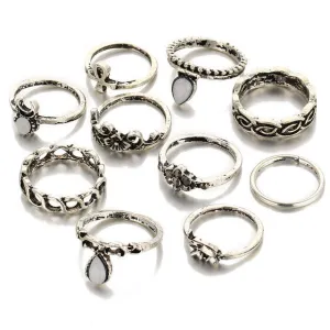 10pcs/Set Flower Midi Ring Set