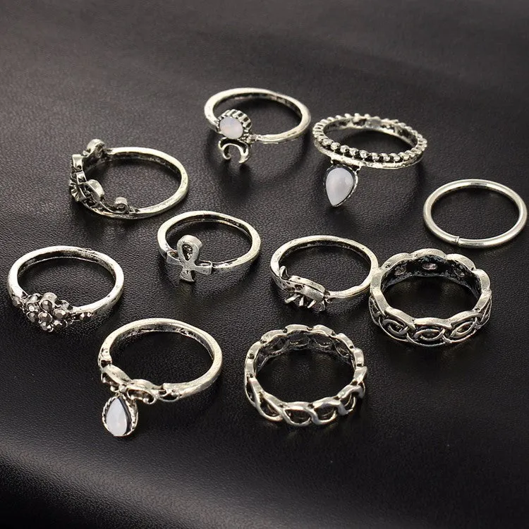 10pcs/Set Flower Midi Ring Set