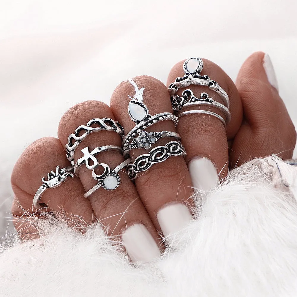 10pcs/Set Flower Midi Ring Set
