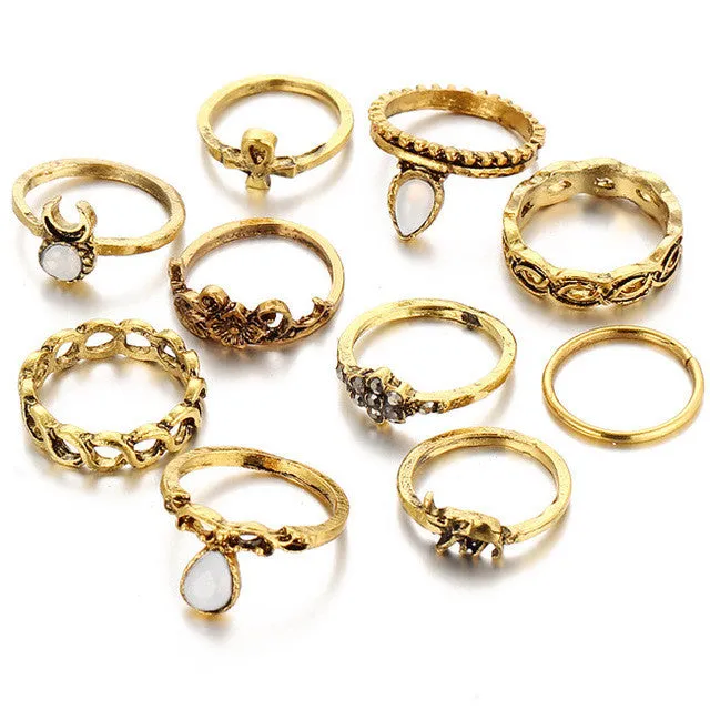 10pcs/Set Flower Midi Ring Set