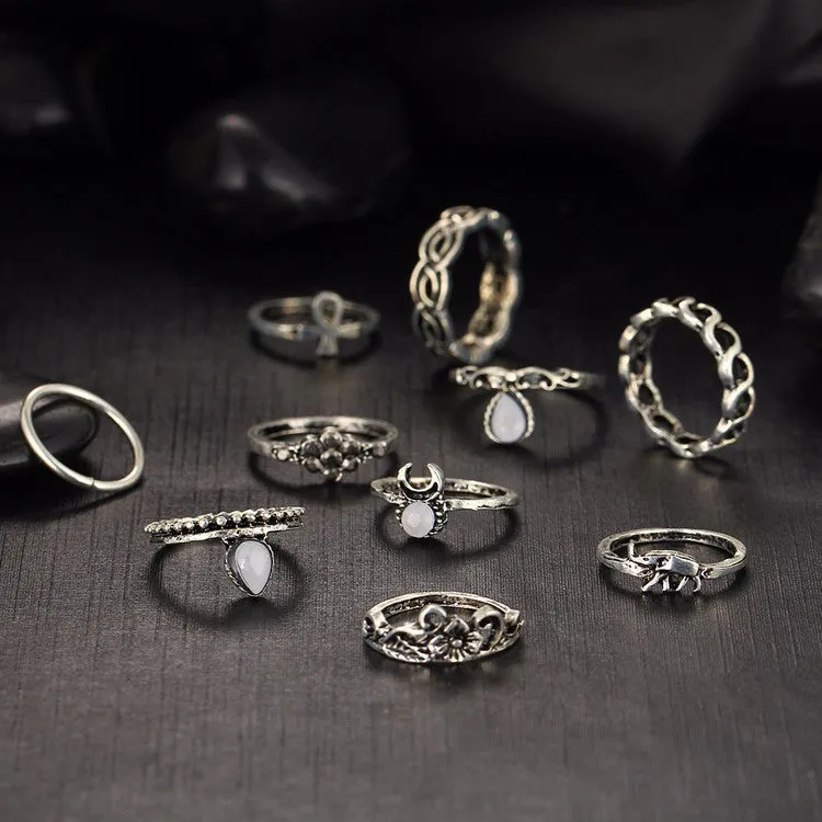 10pcs/Set Flower Midi Ring Set
