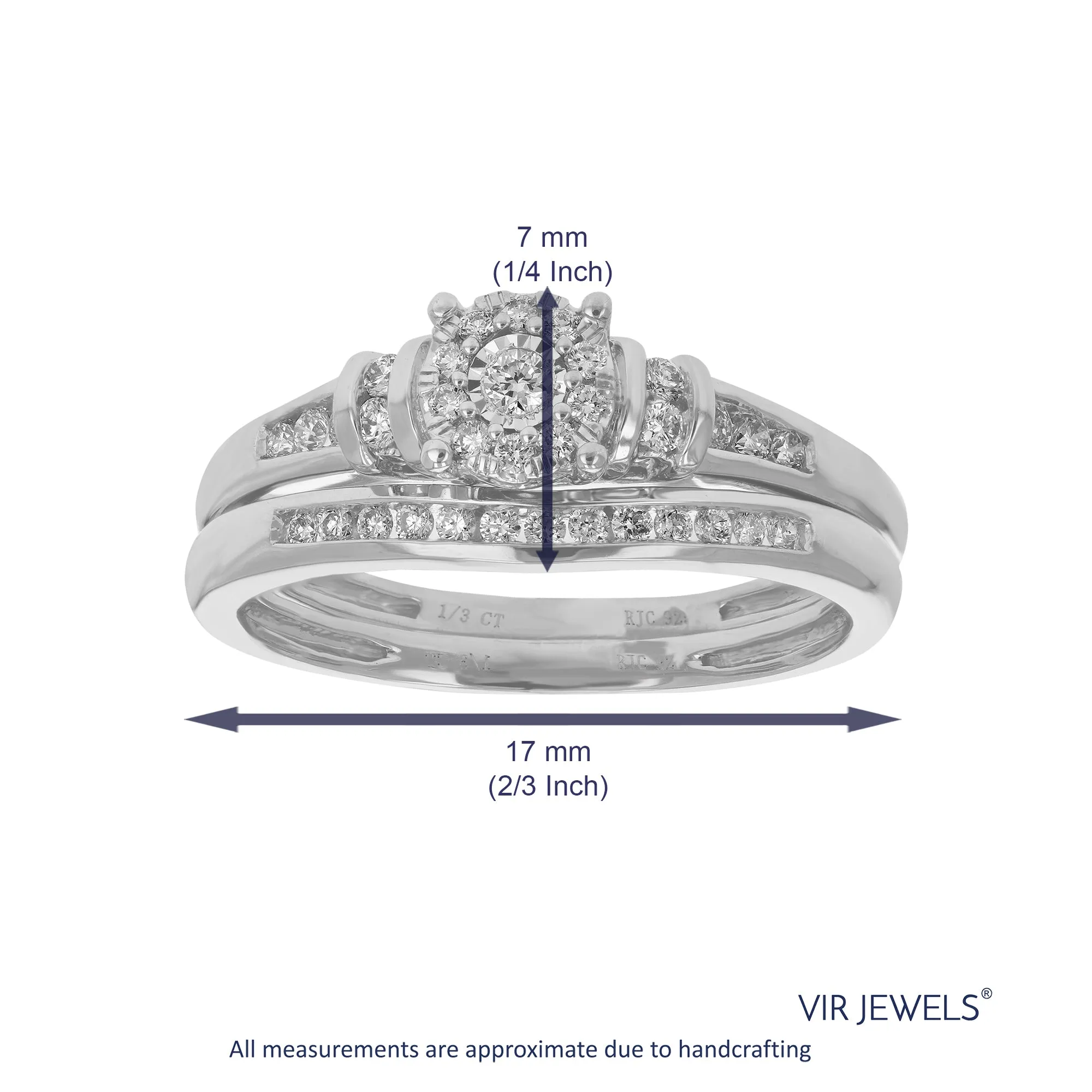 1/3 cttw Lab Grown Diamond Cluster Bridal Set in Sterling Silver