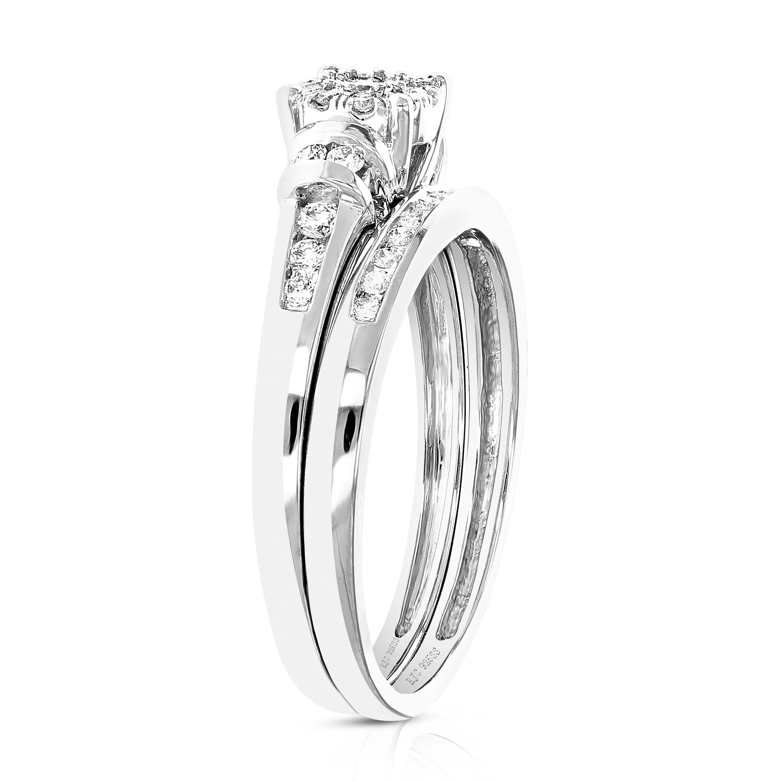 1/3 cttw Lab Grown Diamond Cluster Bridal Set in Sterling Silver