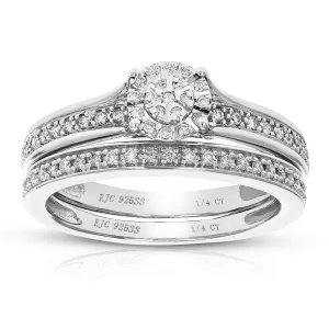 1/4 cttw Lab Grown Diamond Round Bridal Ring Set Sterling Silver