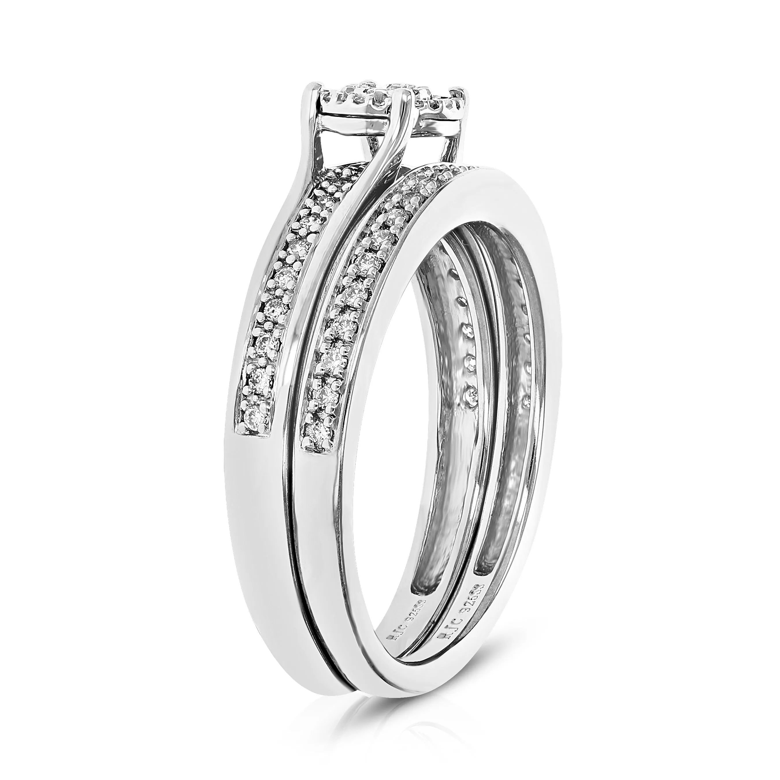 1/4 cttw Lab Grown Diamond Round Bridal Ring Set Sterling Silver