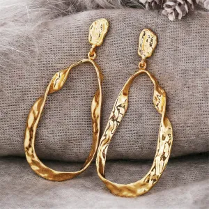 18K Gold-Plated Twisted Teardrop Earring