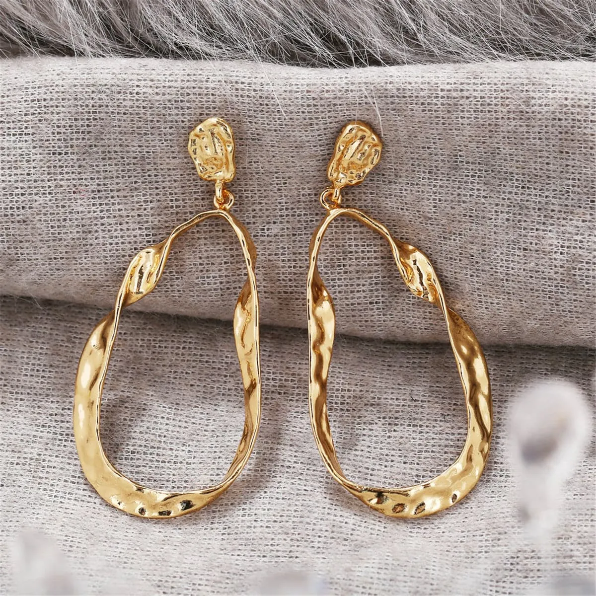 18K Gold-Plated Twisted Teardrop Earring