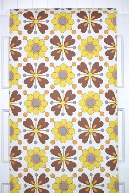 1970s Floral Vintage Wallpaper