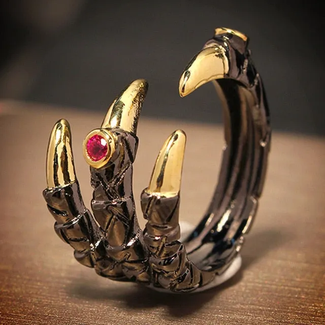 1pcs Titanium Steel Eagle Dragon Claw Halloween Skull Ring