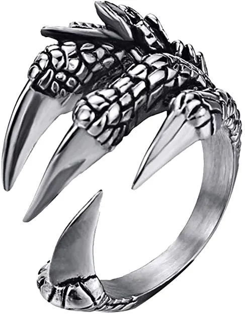 1pcs Titanium Steel Eagle Dragon Claw Halloween Skull Ring