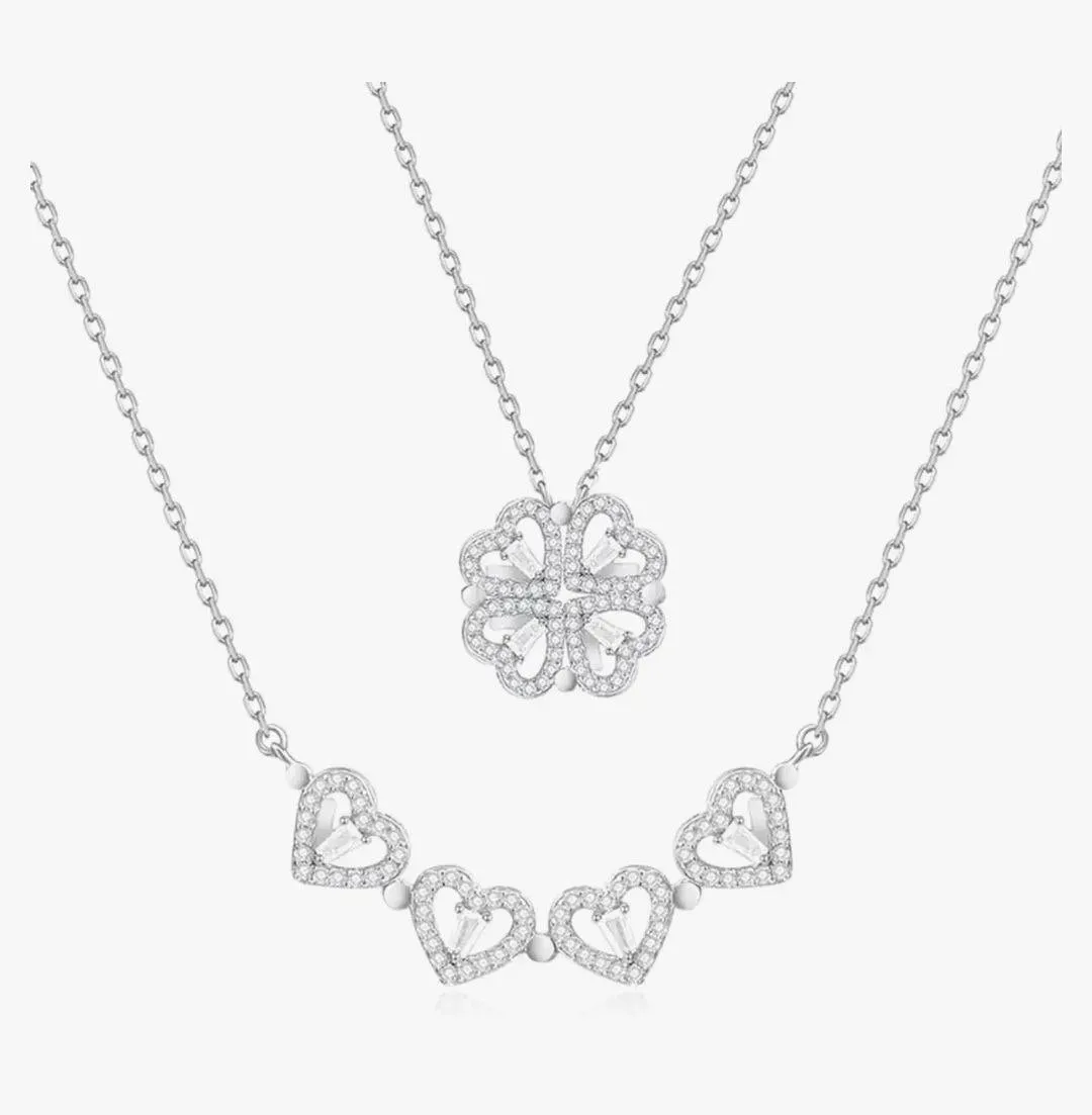 2-Way Multi Wearing Magnetic Heart Clover Necklace