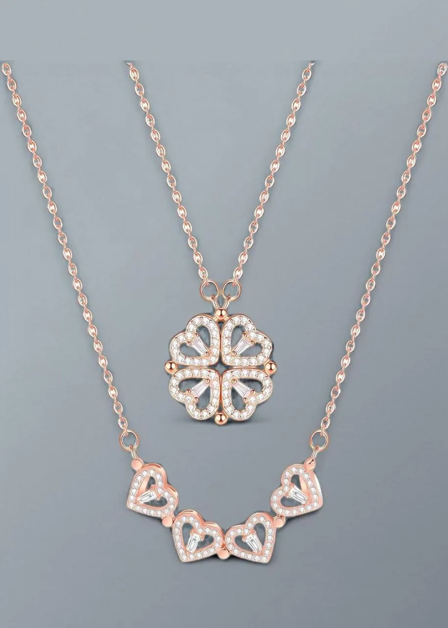2-Way Multi Wearing Magnetic Heart Clover Necklace