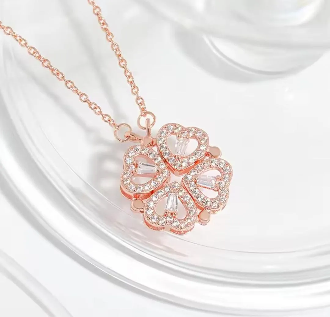 2-Way Multi Wearing Magnetic Heart Clover Necklace