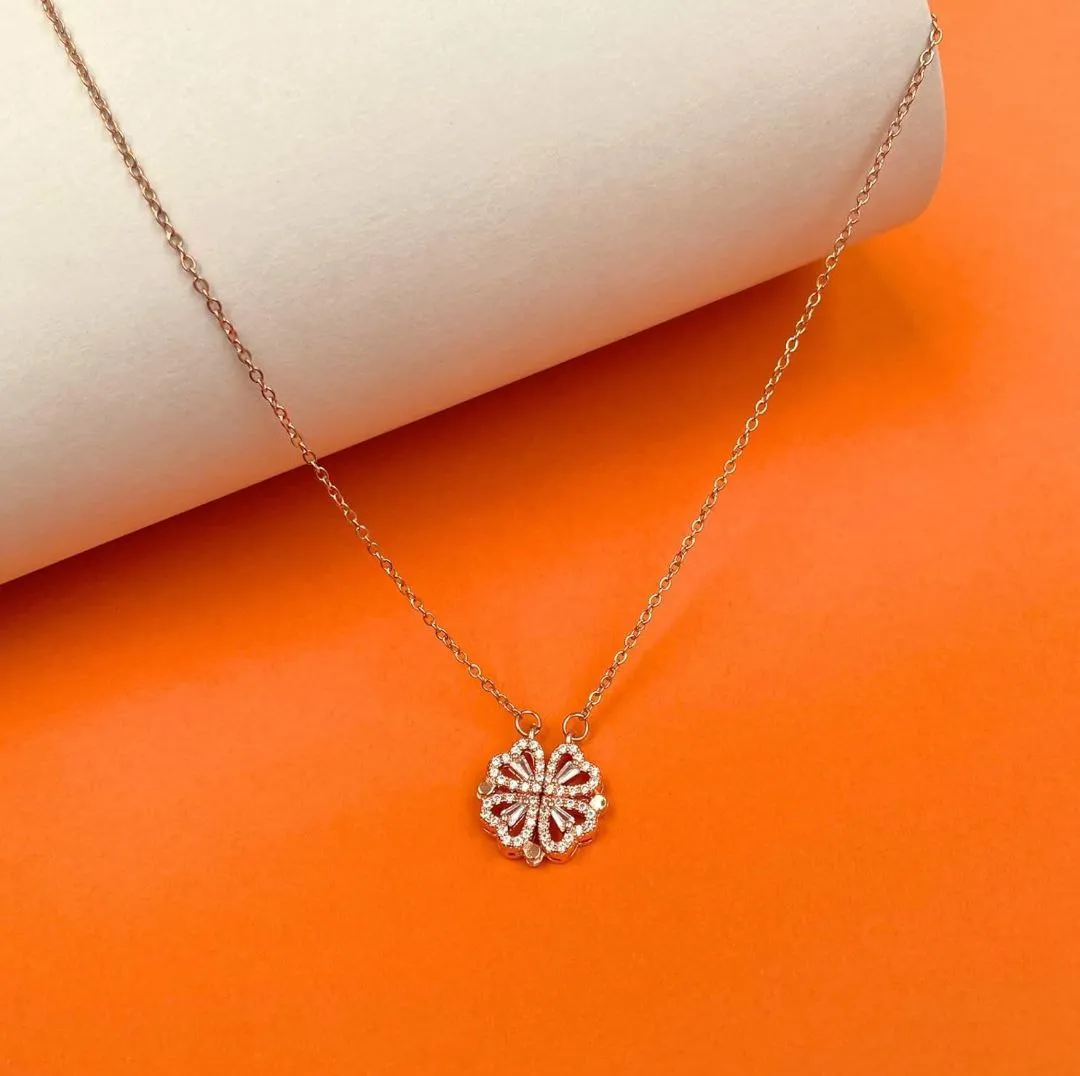 2-Way Multi Wearing Magnetic Heart Clover Necklace