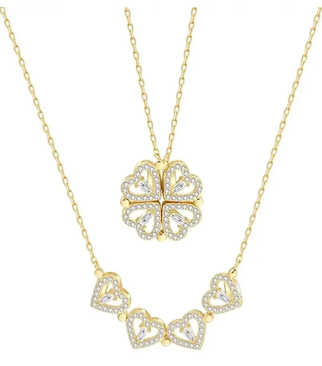 2-Way Multi Wearing Magnetic Heart Clover Necklace