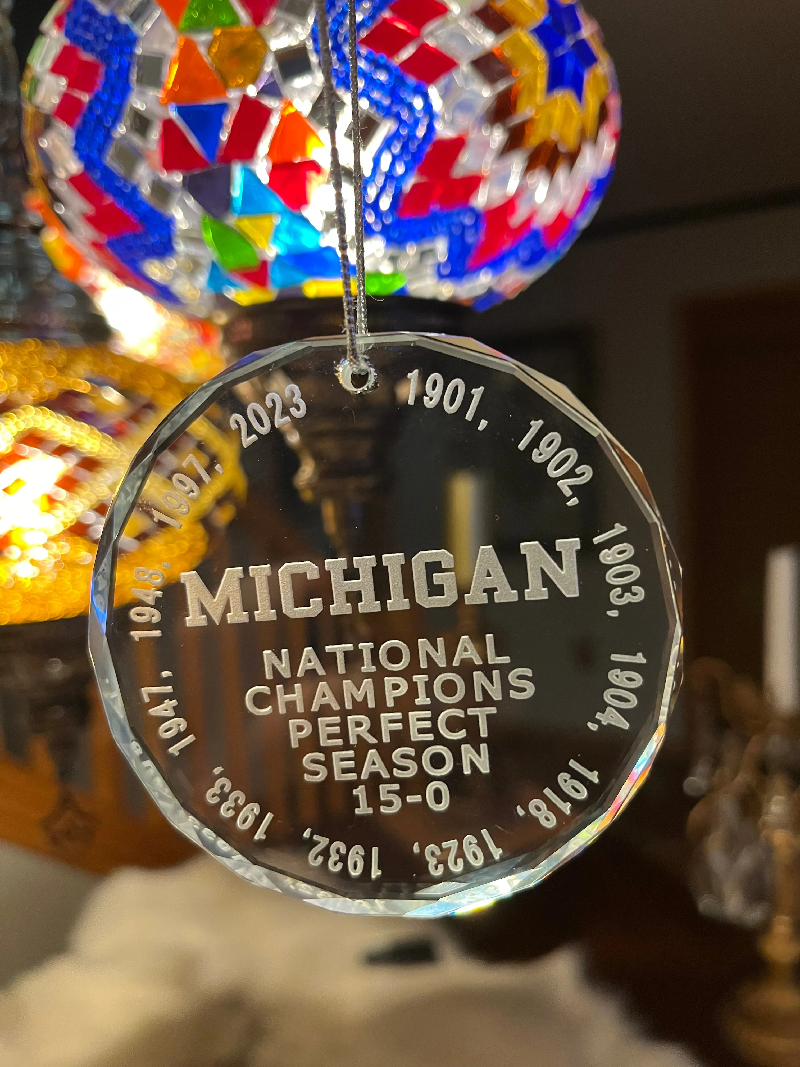 2023 UM University of Michigan Football National Championship all years Crystal Ornament Wolverines