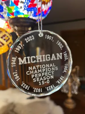 2023 UM University of Michigan Football National Championship all years Crystal Ornament Wolverines