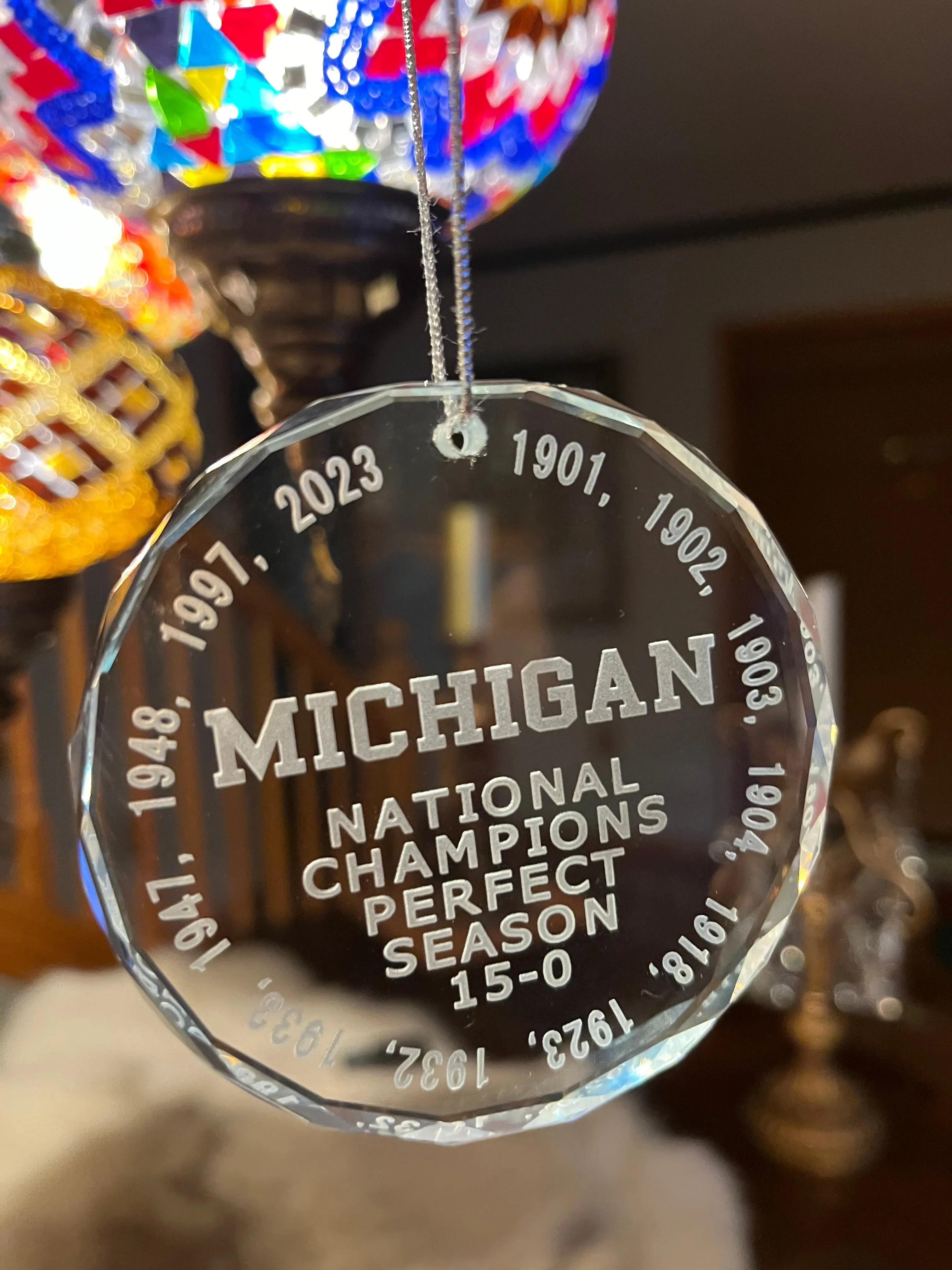 2023 UM University of Michigan Football National Championship all years Crystal Ornament Wolverines
