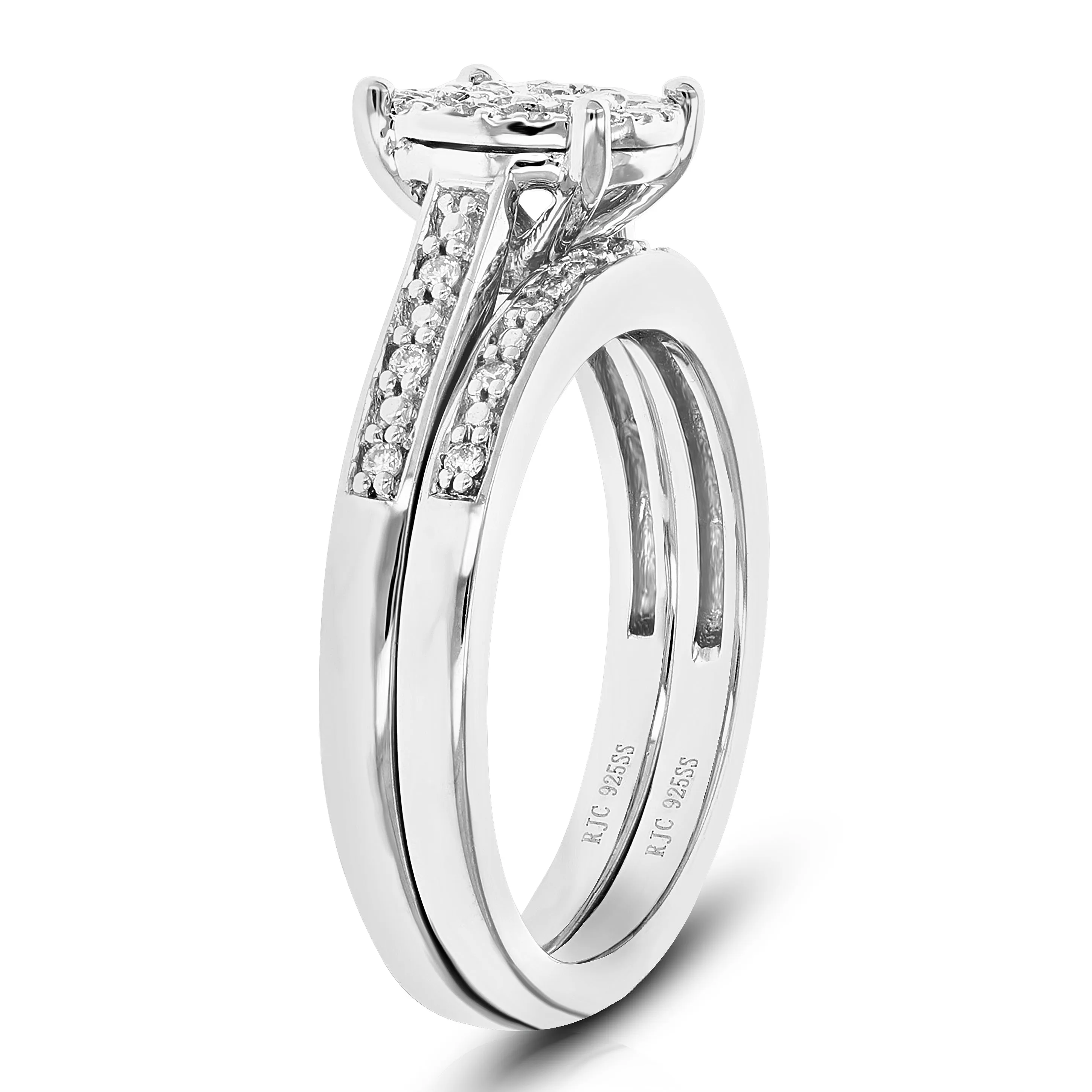 2/5 cttw Lab Grown Diamond Halo Bridal Ring Set Sterling Silver