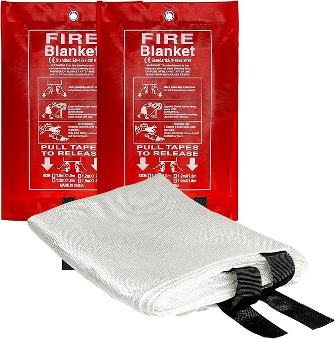 40” x 40” Emergency Fire Blanket - Flame Suppression Fiberglass Blankets for Home, Kitchen, Camping, Car, Office, Warehouse, Emergency Survival Safety - Fire Extinguisher Alternative (2, 40*40)