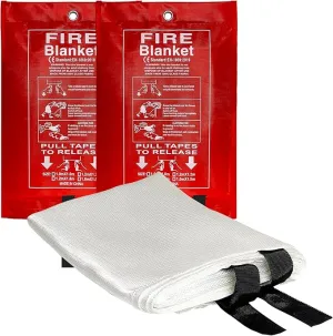 40” x 40” Emergency Fire Blanket - Flame Suppression Fiberglass Blankets for Home, Kitchen, Camping, Car, Office, Warehouse, Emergency Survival Safety - Fire Extinguisher Alternative (2, 40*40)