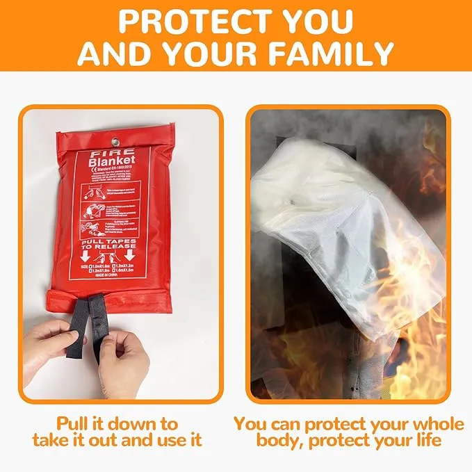40” x 40” Emergency Fire Blanket - Flame Suppression Fiberglass Blankets for Home, Kitchen, Camping, Car, Office, Warehouse, Emergency Survival Safety - Fire Extinguisher Alternative (4, 40*40)
