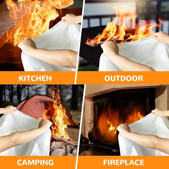 40” x 40” Emergency Fire Blanket - Flame Suppression Fiberglass Blankets for Home, Kitchen, Camping, Car, Office, Warehouse, Emergency Survival Safety - Fire Extinguisher Alternative (4, 40*40)