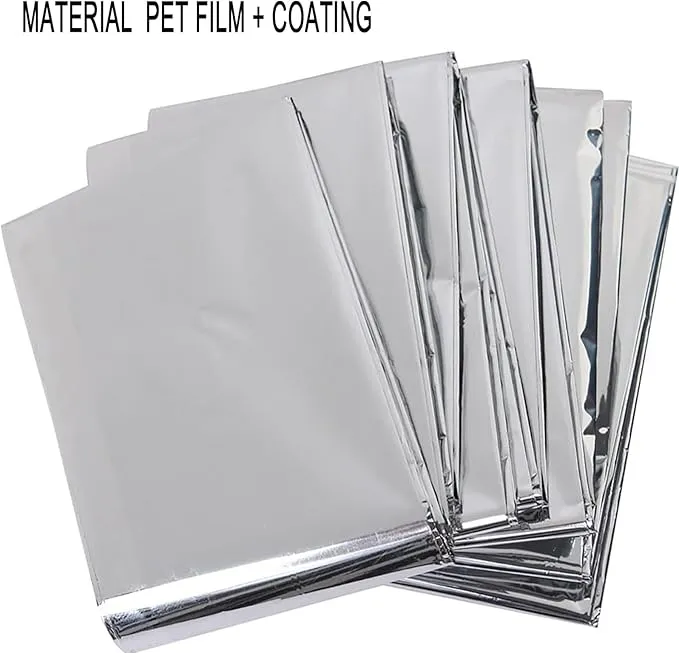4Pack Outdoor Aluminum Foil Warming Blanket for Wilderness Survival, Camping, Easy Tenting - Rain and Sun Protection - Reflective Warming First Aid Aluminum Foil Blanket (Silver)