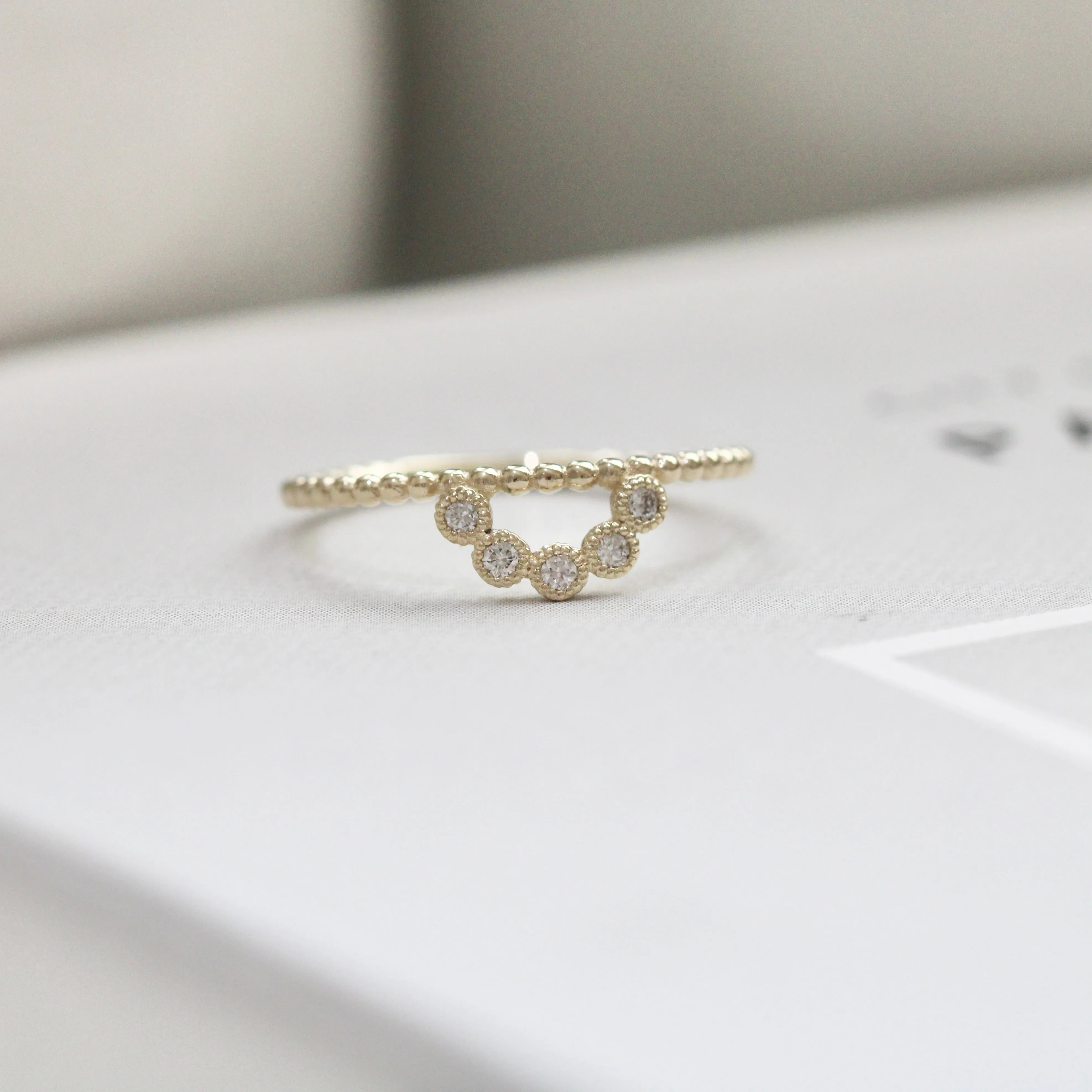 5 Stone Diamond Arch Bezel Ring