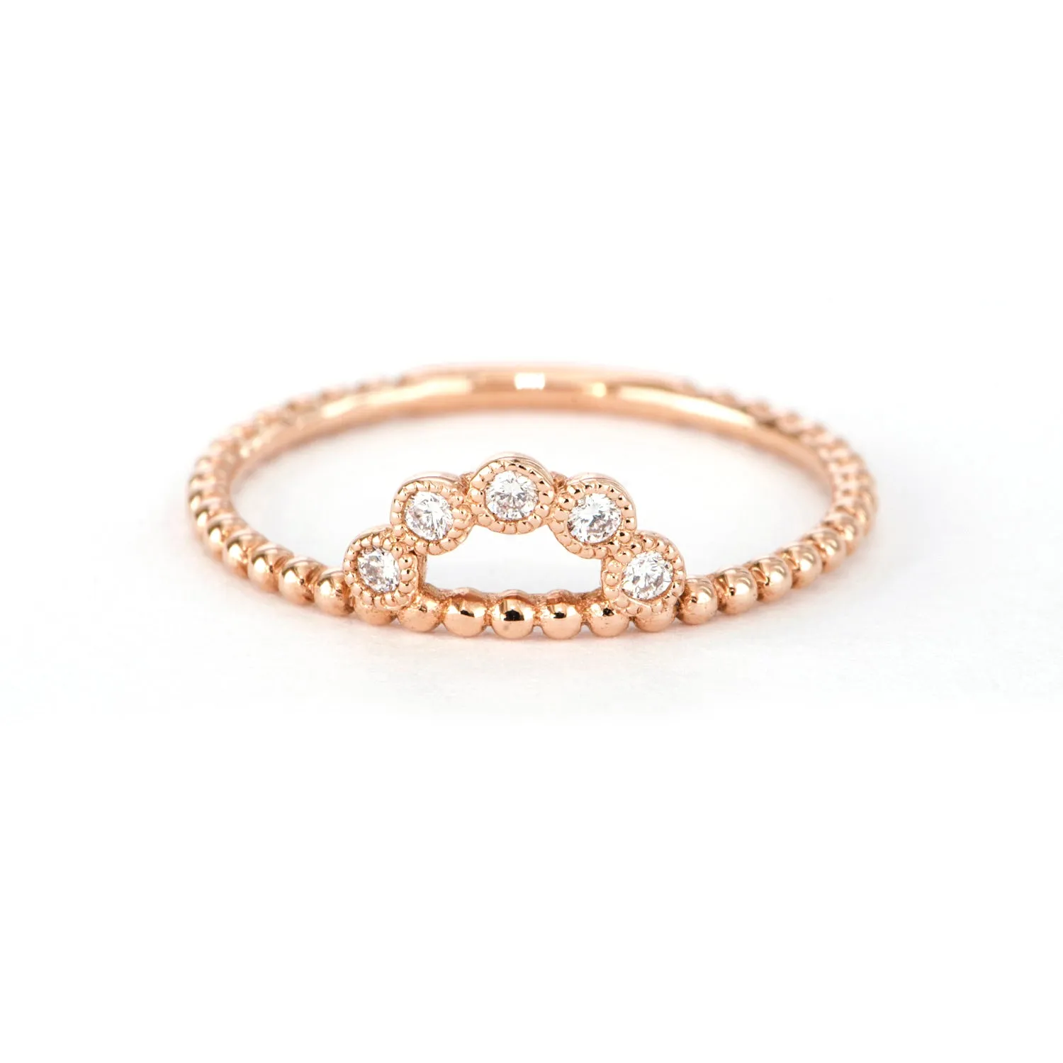 5 Stone Diamond Arch Bezel Ring