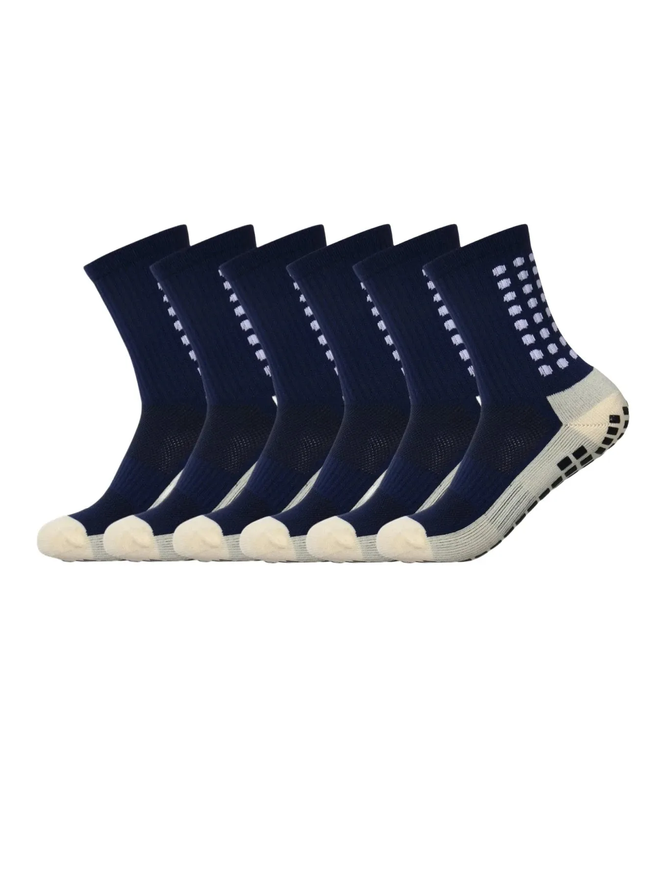 6 pairs of anti-skid classic sports socks with adhesive points, football socks