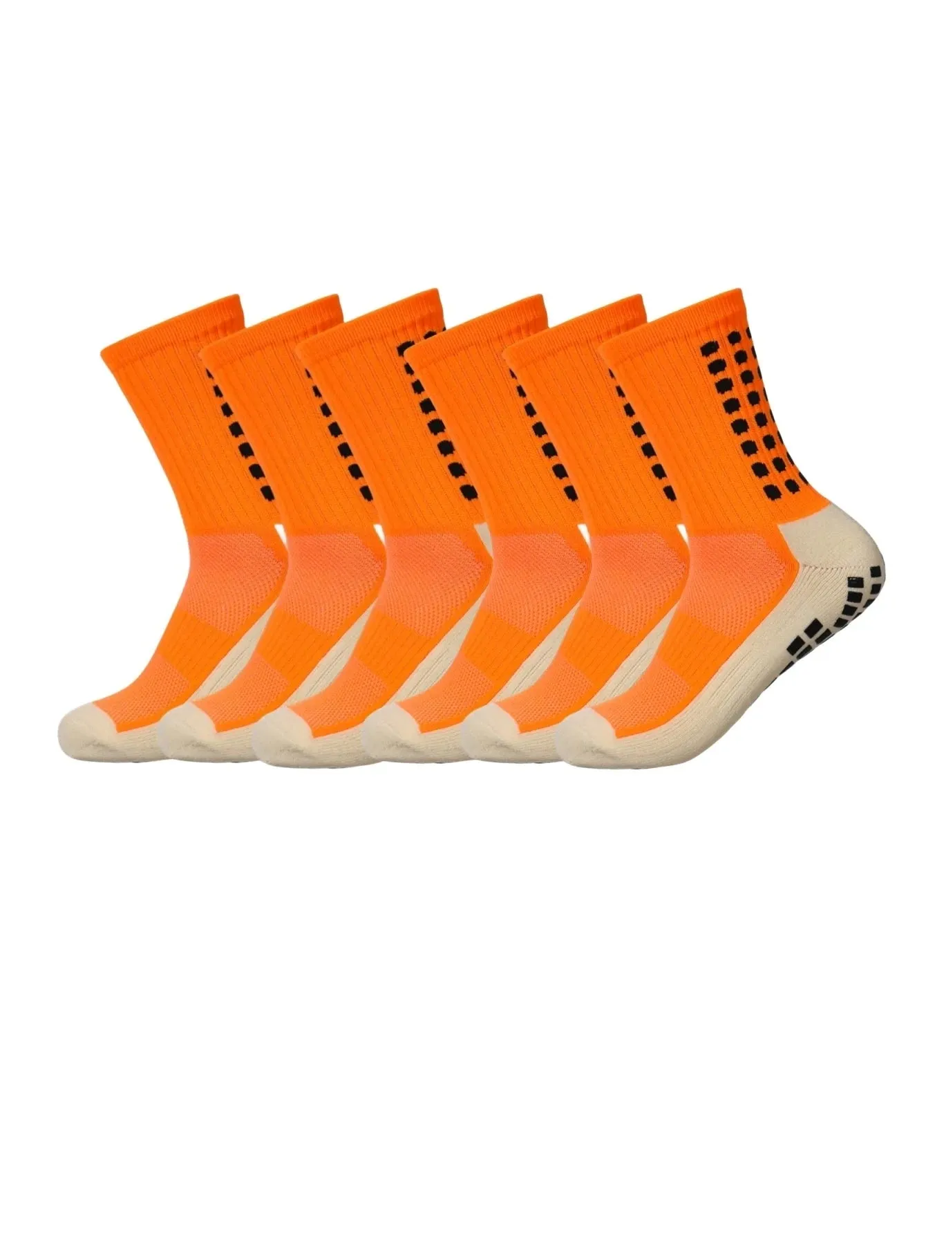6 pairs of anti-skid classic sports socks with adhesive points, football socks