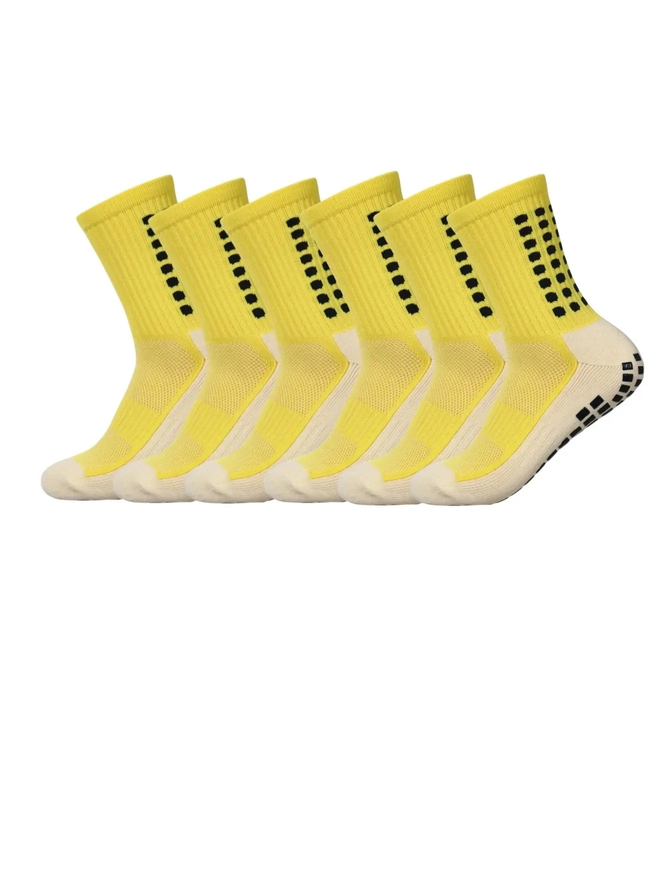 6 pairs of anti-skid classic sports socks with adhesive points, football socks