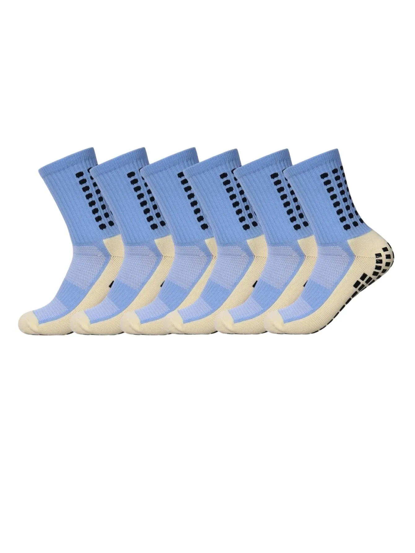 6 pairs of anti-skid classic sports socks with adhesive points, football socks
