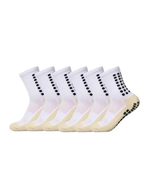 6 pairs of anti-skid classic sports socks with adhesive points, football socks